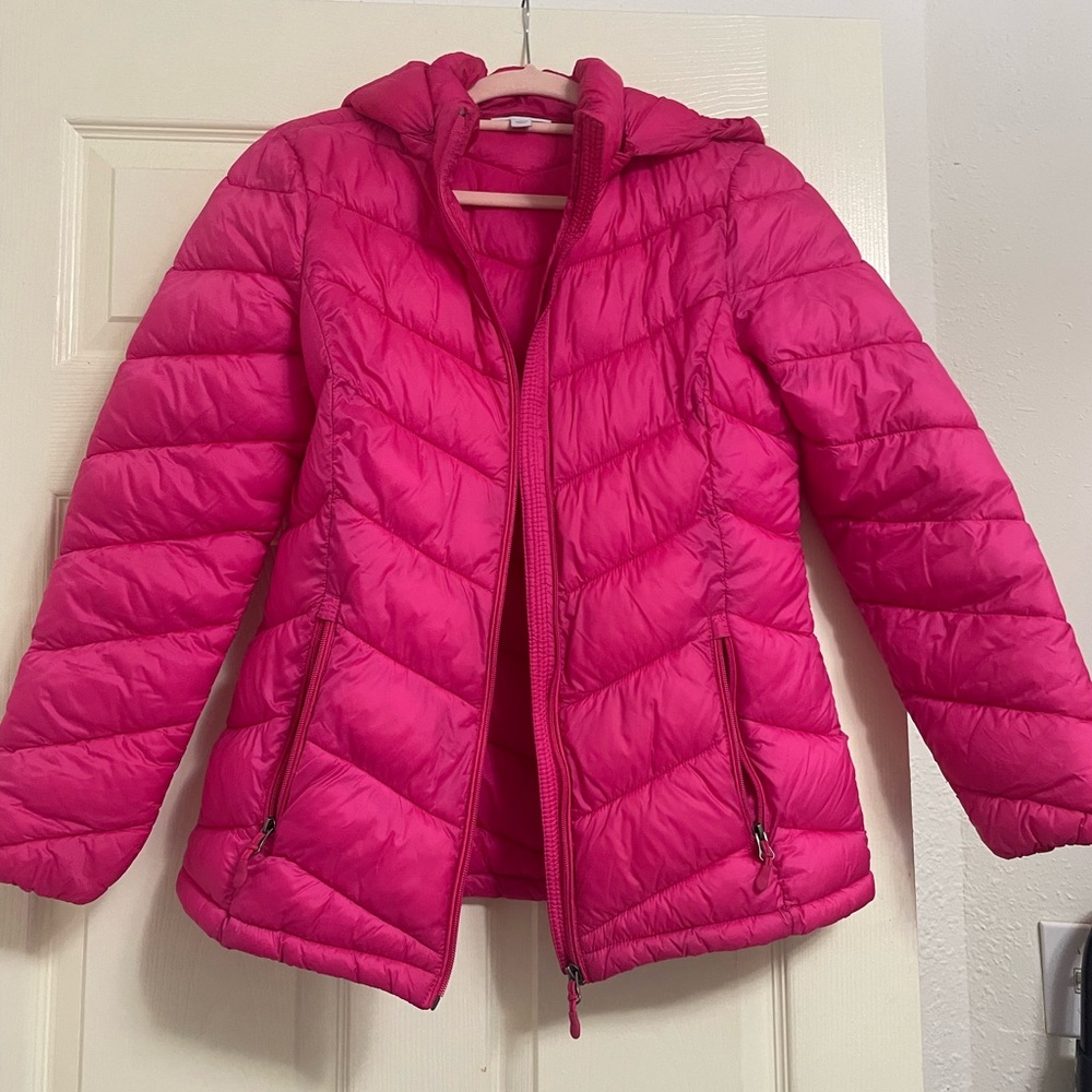 Hot Pink Packable Women Down Puffer Jacket Size S